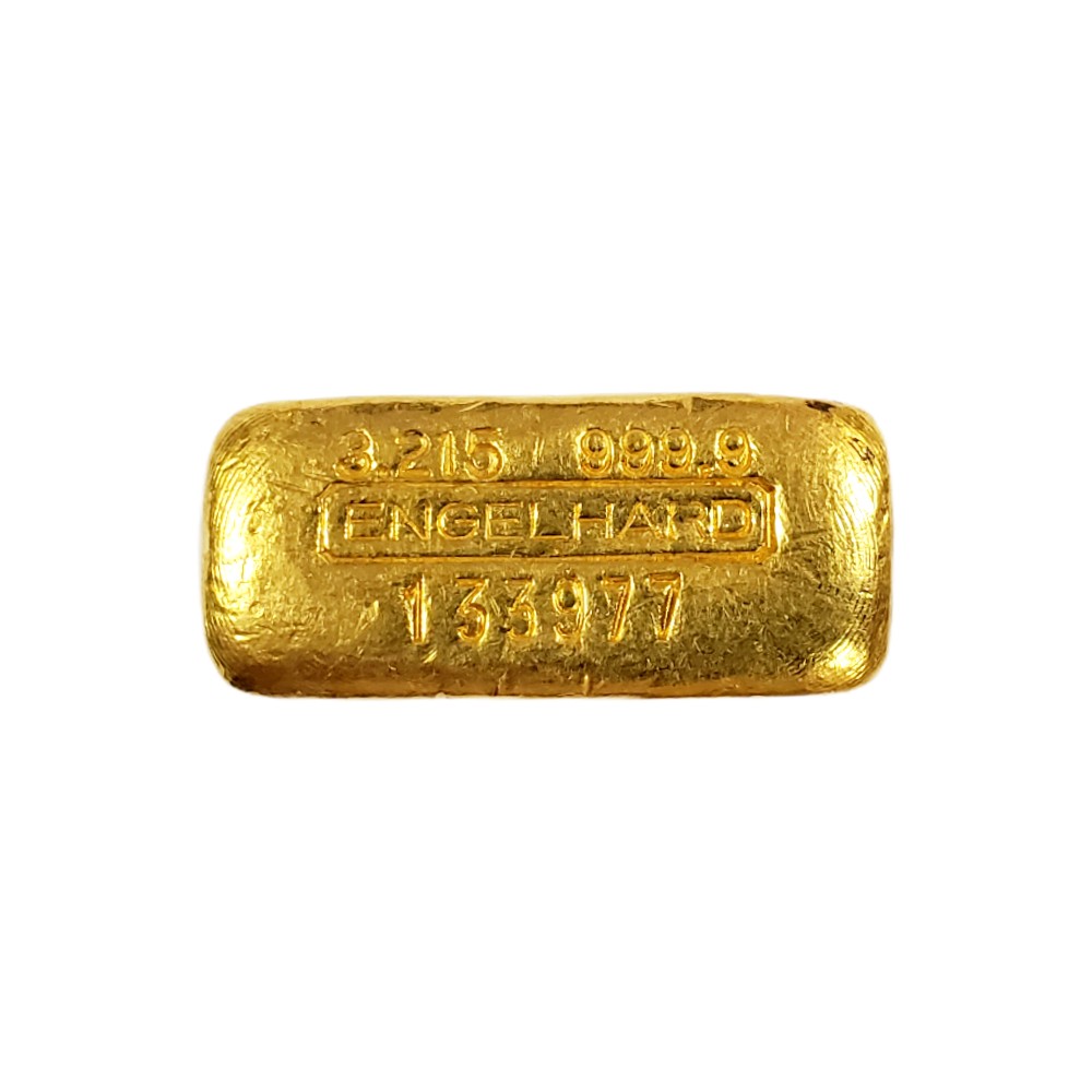 3.215oz (100g) Vintage Poured Engelhard Gold Bar 999.9